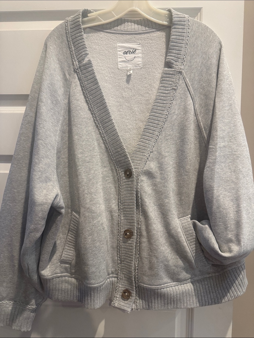 aerie Heather Gray Button-Front Cardigan